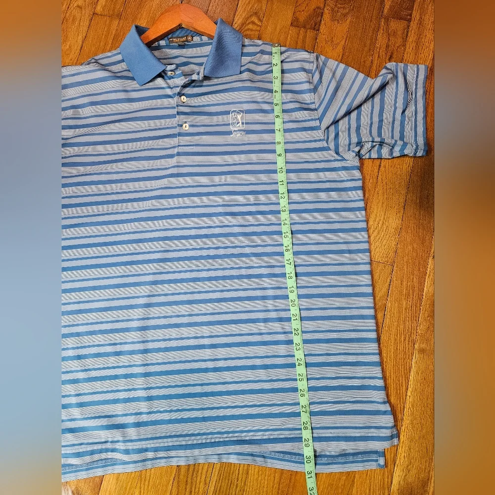 Peter Millar  Comfort Polo Shirt XL Blue White Stripe TPC Sawgrass Golf